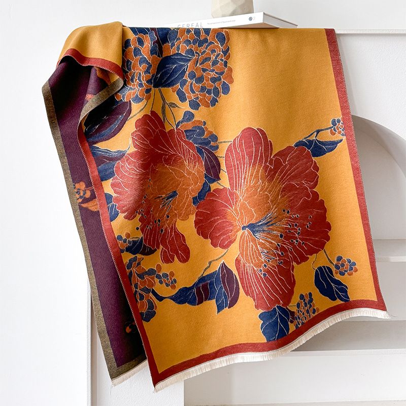 2024 nieuwe meisjes bos stijl contrasterende kleur herfst en dubbelzijdig kasjmier sjaal, winter high-end warm_voghion.com