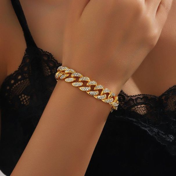 Braccialetto personalizzato di alta qualità cubano alla moda hip-hop, stile hip-hop, semplice e versatile, in oro e argento_voghion.com