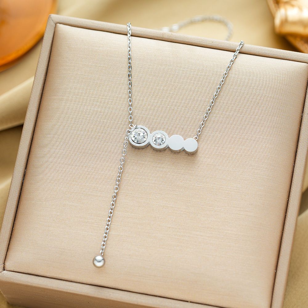 Collana lunga da donna in acciaio al titanio con zircone romano estivo coreano, placcata in oro autentico, resistente allo sbiadimento_voghion.com