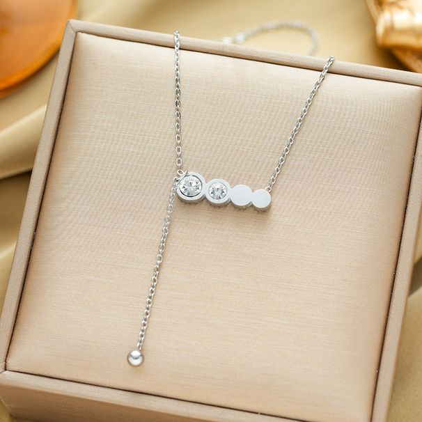 Collana lunga da donna in acciaio al titanio con zircone romano estivo coreano, placcata in oro autentico, resistente allo sbiadimento_voghion.com