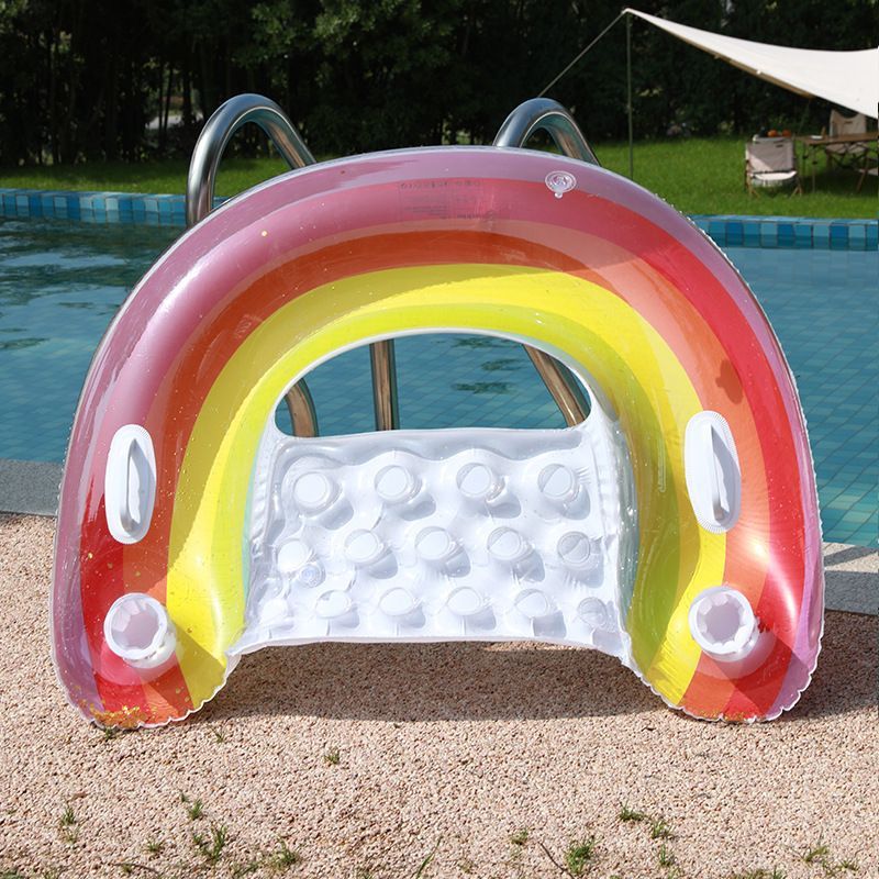 Floß für Erwachsene, Schwimmkreis, aufblasbare Matratze, schwimmendes Surfbrett, U-förmiger Regenbogen-Liegestuhl für den Strand_voghion.com