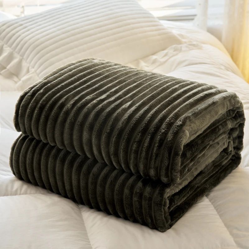 Pure Color Rabbit Plush Drawstring Blanket Single Layer Thick Magic Velvet Single Double Blanket_voghion.com