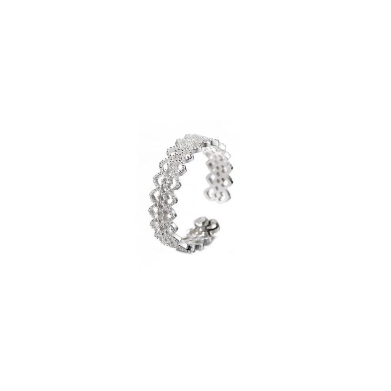 S Pure Silver Hollow Lace Edge Heart Open Ring INS Style Elegant High-end Niche Design Minimalist_voghion.com