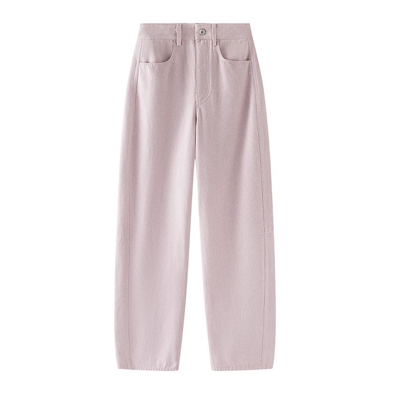 Pantaloni casual lunghi a falce con gamba larga e vita alta, larghi e curvi, da donna, primaverili_voghion.com