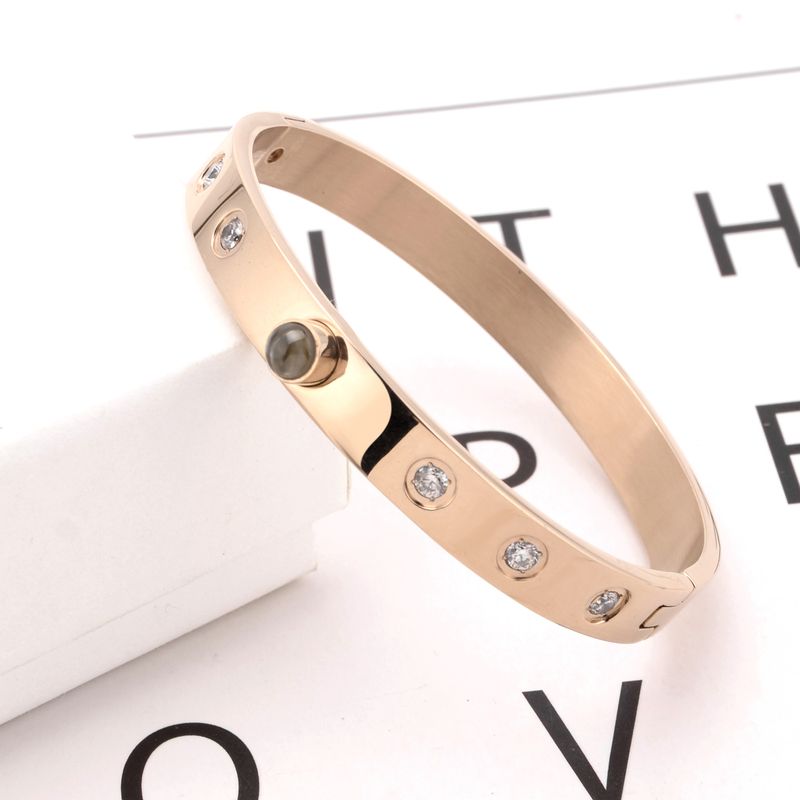 Bracelet de projection en acier titane or rose tendance pour hommes et femmes, bracelet simple_voghion.com
