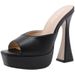Women's Elegant Square-Toe Block Heel Sandals With Cushioned Insole - Breathable Lightweight Summer Slides In Classic Black & White_voghion.com