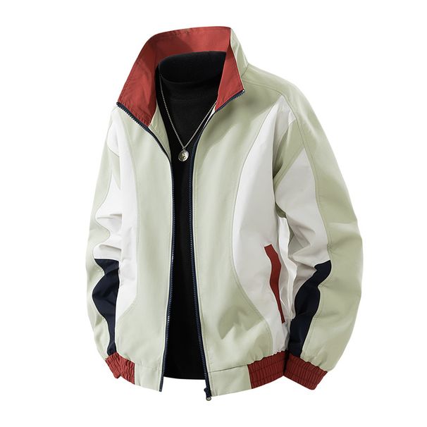 Men's Clothing Stand Collar Unisex Water-Resistant Work Jacket With Stand Collar - Trendy & Versatile Spring/Fashion Outerwear (Khaki, Navy)_voghion.com