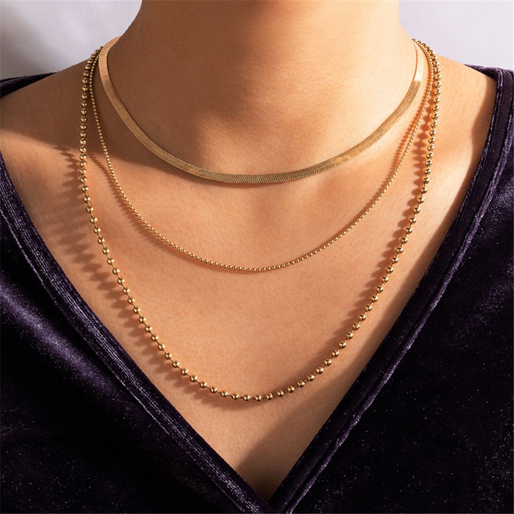Collana con catena a serpente intrecciata in cristallo geometrico multilivello vintage alla moda per donna, gioielli placcati in oro e argento_voghion.com