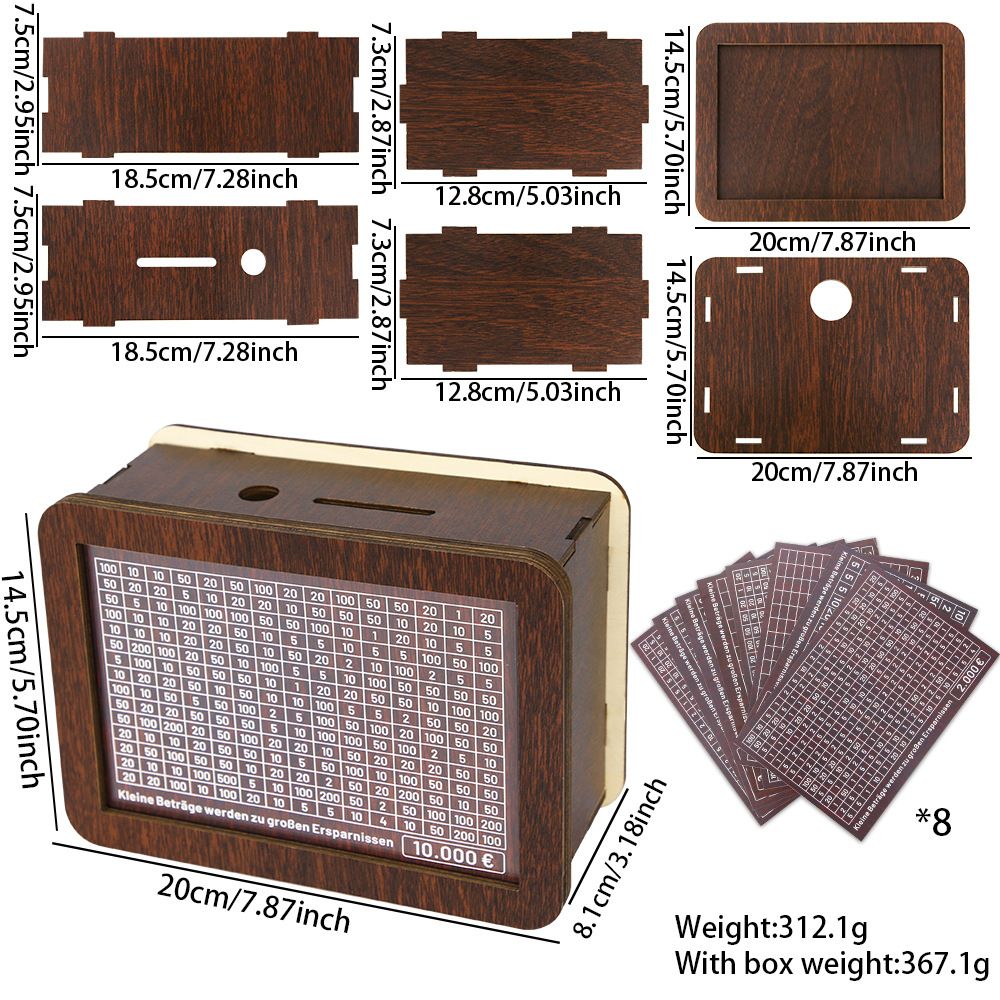 Wipe Counting Piggy Bank Kids Savings Challenge Gift Reusable Wooden Piggy Bank_voghion.com