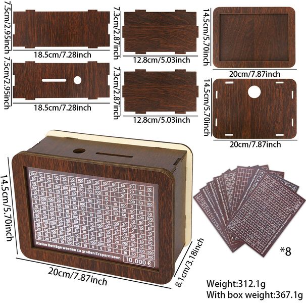 Wipe Counting Piggy Bank Kids Savings Challenge Gift Reusable Wooden Piggy Bank_voghion.com