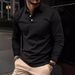 2024 Spring and Autumn Polo Shirt New Fashionable Collar Three Button Long Sleeve Solid Color Men's Top_voghion.com