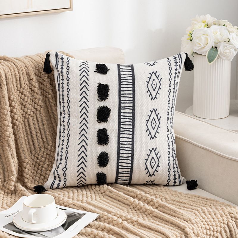 Ethnic Style Tufted Sofa Pillow Cover Homestay Living Room Decorative Cushion Cover Geometric Pattern Bedside Pillow_voghion.com