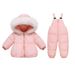 Baby Winter Snowsuit Set – Hooded Down Jacket + Detachable Overalls (80-100cm, White/Navy/Red/Pink)_voghion.com