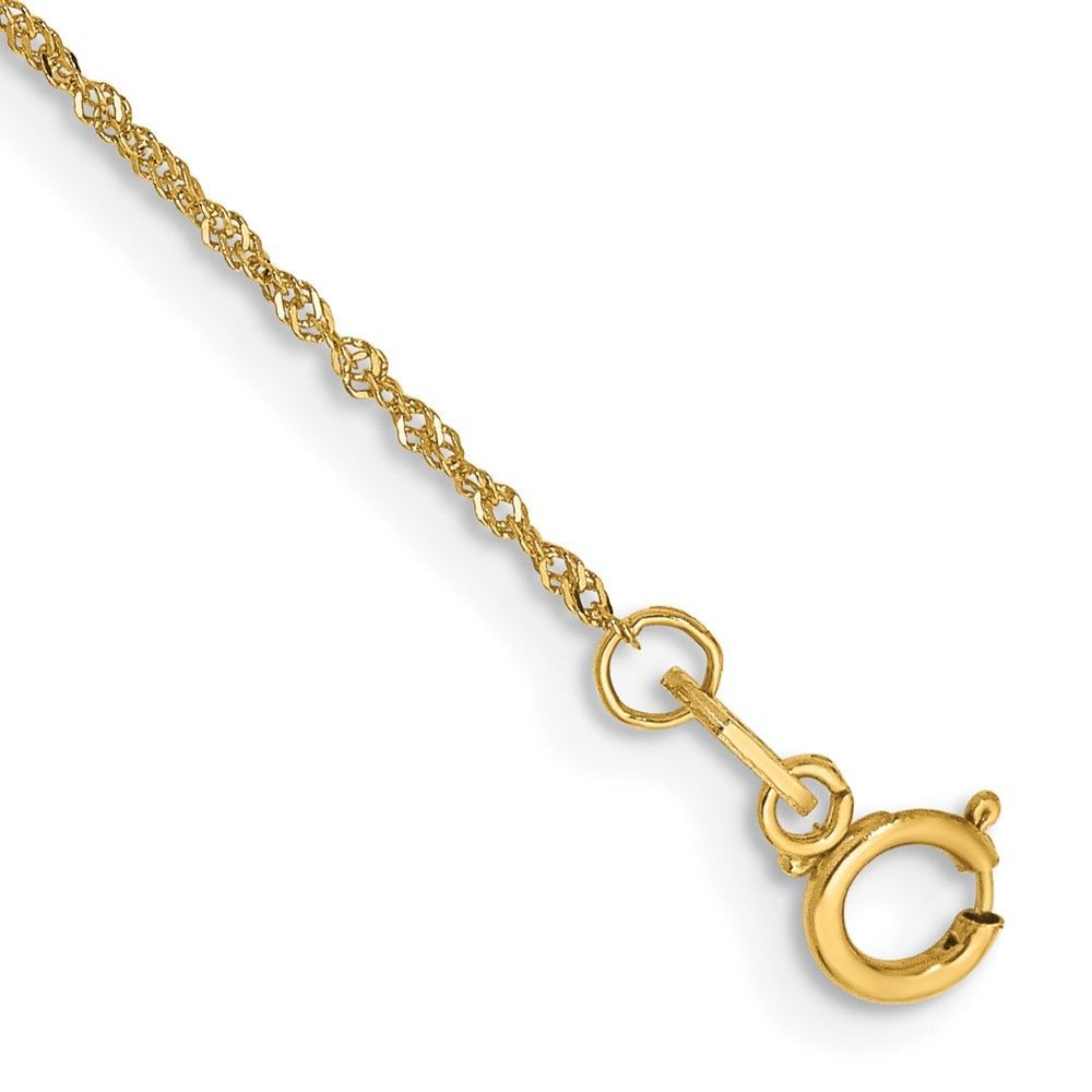 14K 9 Inch 1mm Singapore With Spring Ring Clasp Anklet_voghion.com