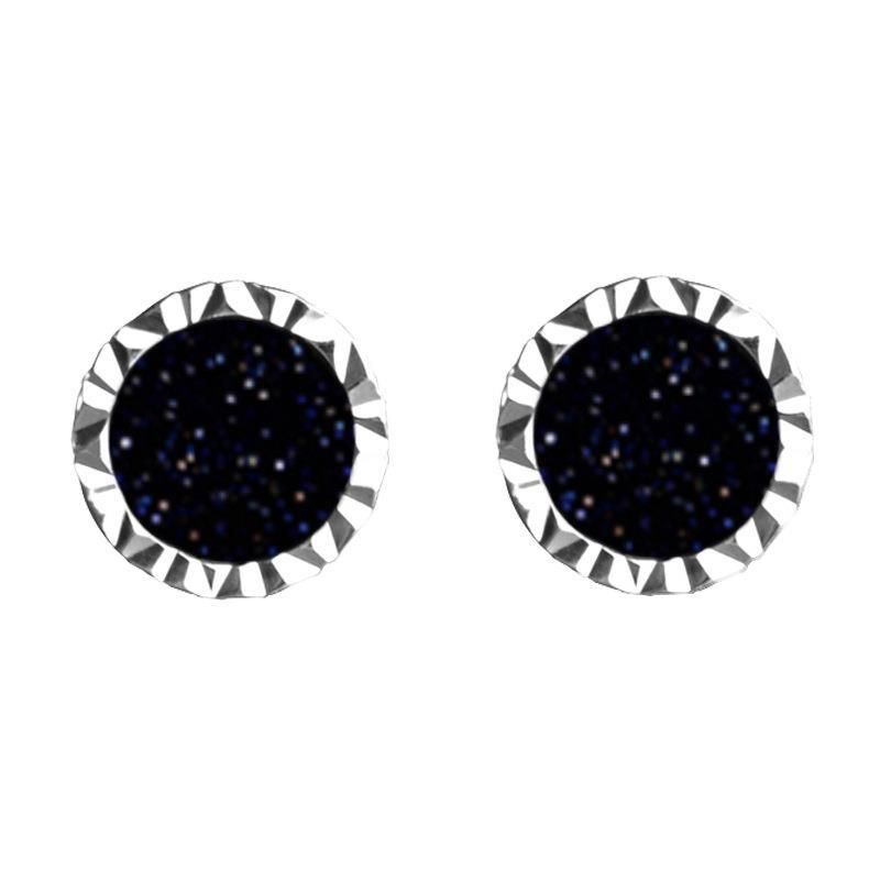 Black agate men's trendy hip-hop cool style single neutral blue sandstone earrings_voghion.com
