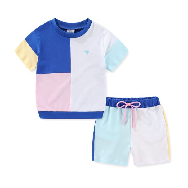 Kid's Clothing suit summer men's two piece suit boy sweatshirt European and American pure cotton short sleeved children's suit leisure sports outdoor_voghion.com