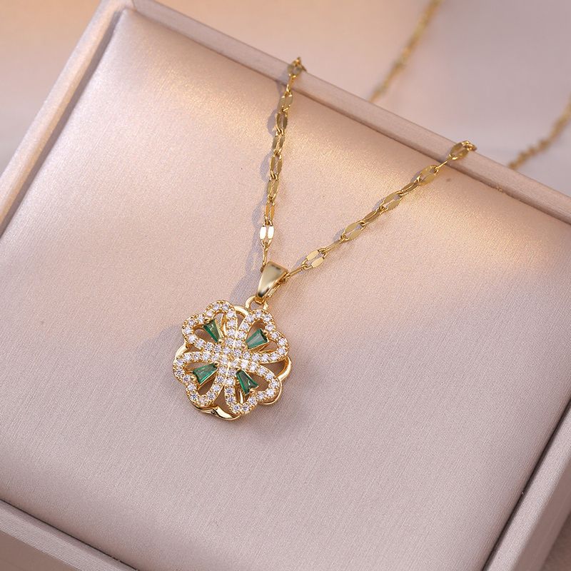 Collana con clavicola rotante in tre pezzi con zirconi micro-intarsiati e rotanti Love_voghion.com