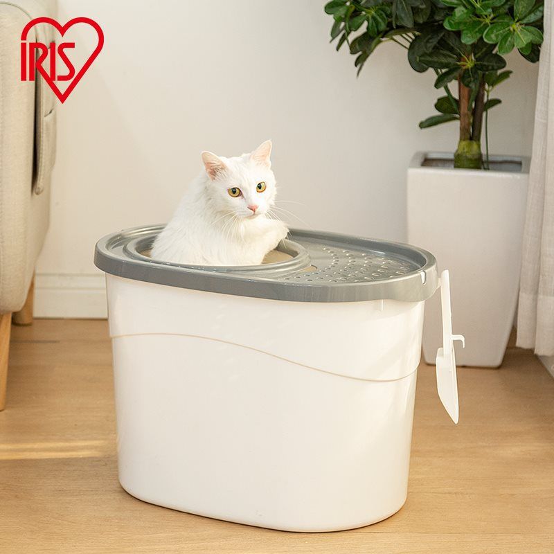 Iris Top Entry Litter Box Large Space Leak-Proof Fully Enclosed Cat Toilet Deodorizing_voghion.com