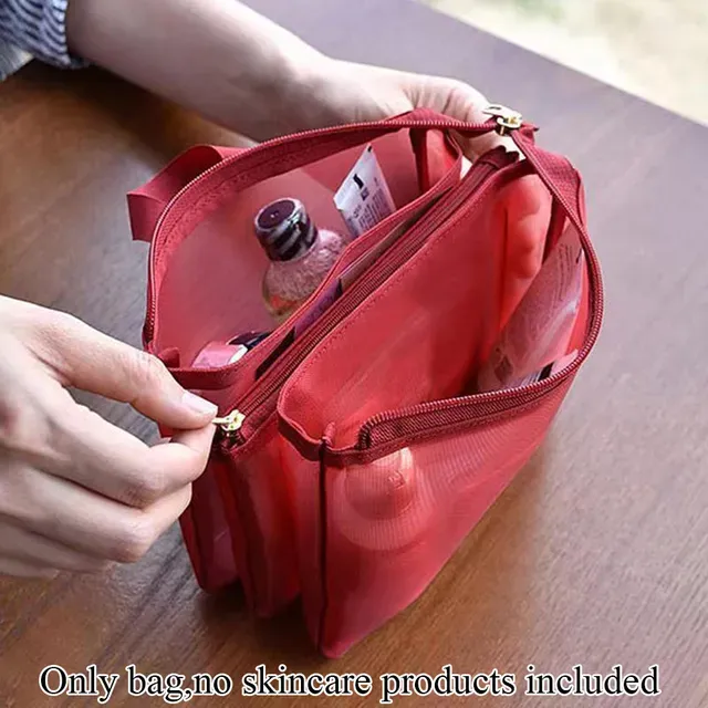Mesh Storage With Compartment Cosmetic Bags Makeup Portable Travel Toiletry Bag Skincare Toiletries Organizer Pouch_voghion.com
