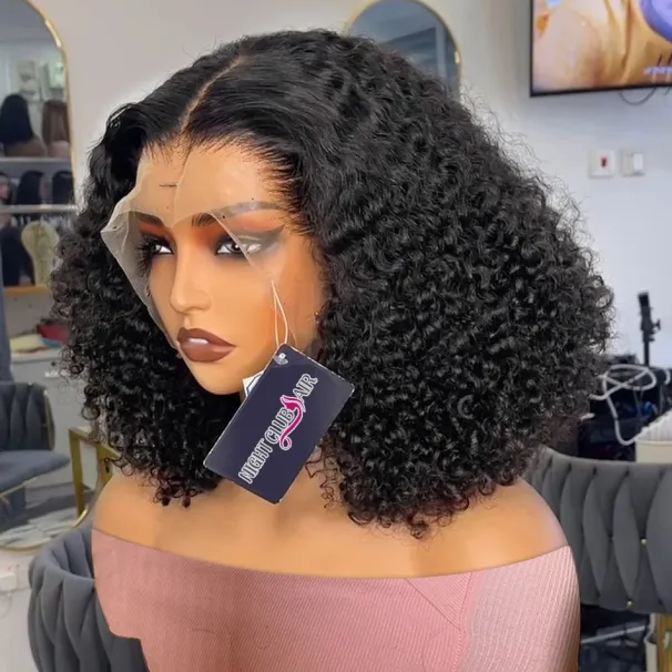 Rövid Göndör Emberi Hajból Készült Bob Paróka Brazil Csipke Paróka 5x5 Lezárás Mély Hullámos 250%_voghion.com