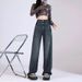 Womens Casual Straight Leg Jeans Loose Fit Denim Pants High Waist Light Blue Wide Leg Vintage Destroyed Autumn New Design_voghion.com
