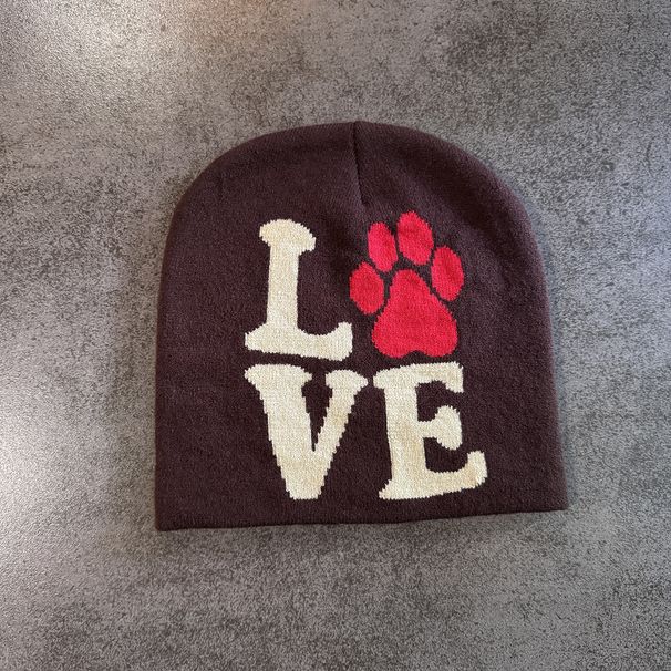 Berretto unisex in maglia con stampa di lettere - Cappello invernale alla moda per uomo e donna, berretto con fodera in caldo pile, accessorio di moda streetwear_voghion.com