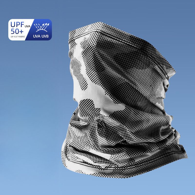 Masque de protection solaire camouflage d'été pour hommes, ensemble de manchons chauffants en soie, protection intégrale du cou, sport, cyclisme en plein air_voghion.com