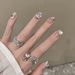2024 Internet Celebrity French Style Polish Wearing Glitter Diamond Pearl Burst Nail Patch_voghion.com
