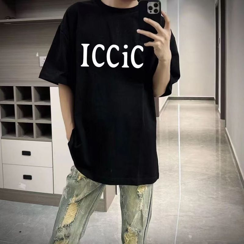 Maglietta estiva a maniche corte da uomo, stile casual, stile americano, in puro cotone, a mezza manica, stile casual, stile trendy, con scollo rotondo._voghion.com