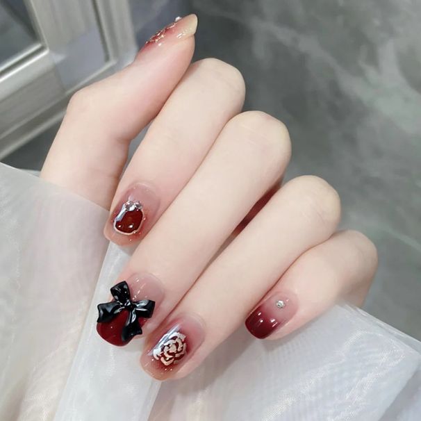 Red Paired With Golden New Year's Battle Fiery Roses, Wearing Armor, Instagram Style Nail Polish, Finished A4_voghion.com