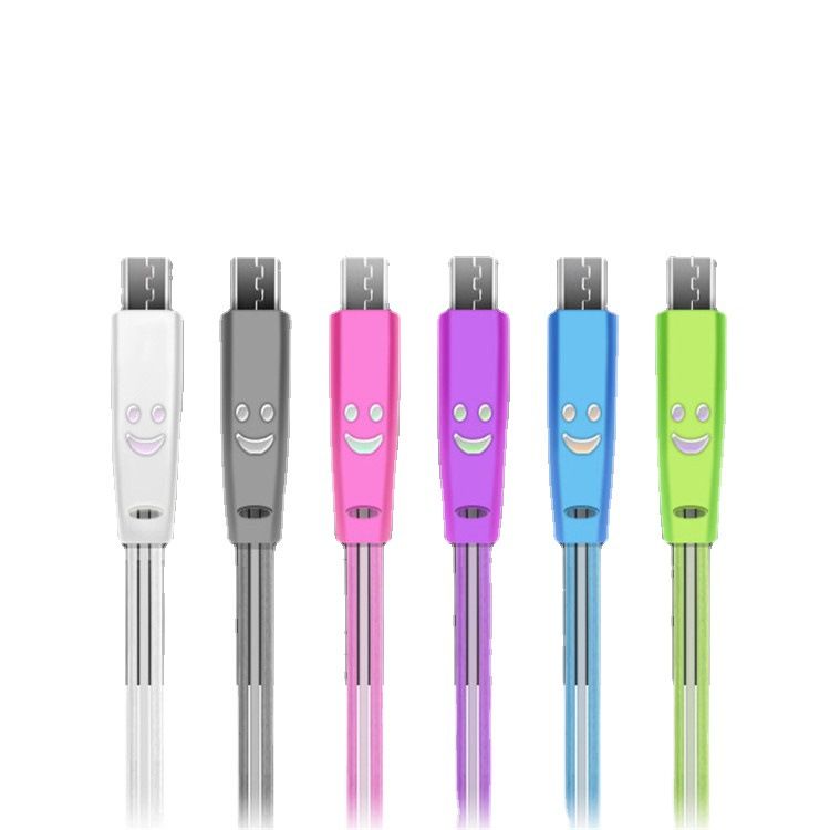 Cable plano de fibra óptica emisor de luz variable LED de carga flash Pingguo para Android, cable de datos de 1 metro._voghion.com