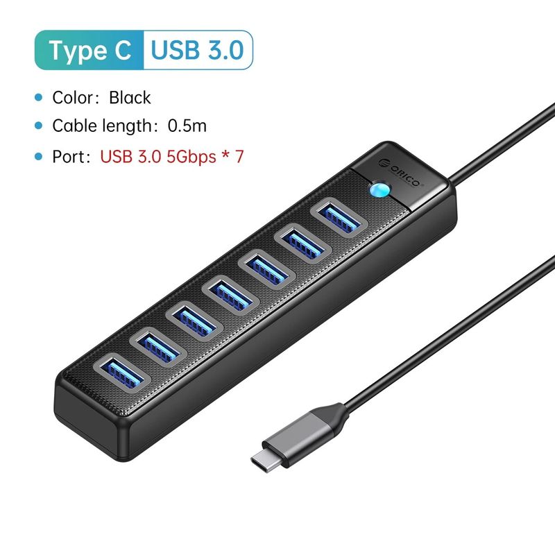 ORICO USB3.0 HUB 7 Port Splitte High Speed Notebook Extension For Computer Laptop Accessories_voghion.com