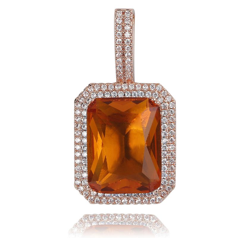 ICON SQUARE - Solid Gemstone Square Pendant Necklace (Hip Hop Unisex Jewelry, Cold Style Luxury, Best Seller)_voghion.com