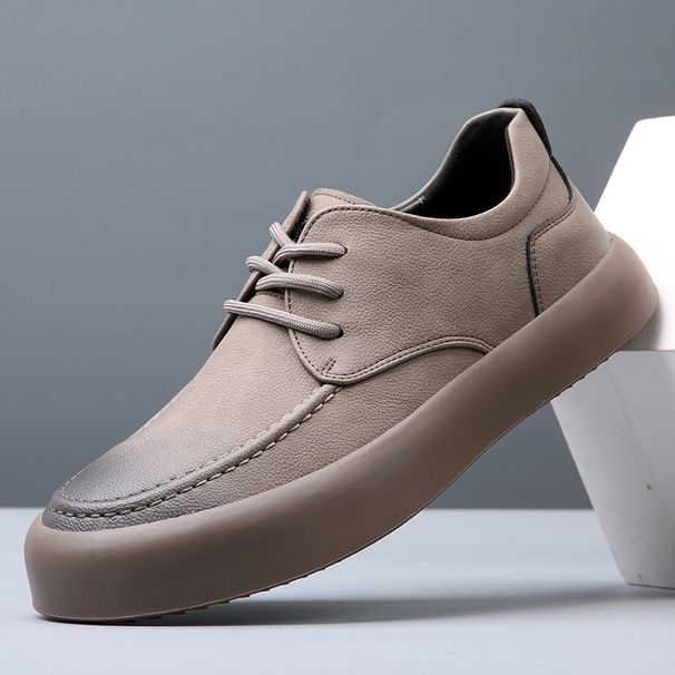 Men's Fall Soft Bottom Round Head Outdoor Leisure Leather Shoes_voghion.com