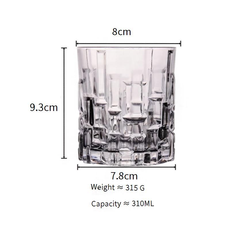 Bicchiere da whisky geometrico - Design quadrato moderno con texture lava (multiuso per acqua, succhi e cocktail, 283 ml, base spessa per bevande ghiacciate)_voghion.com