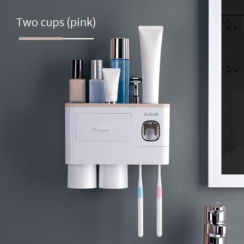 Wall Mount Toothbrush Holder With Auto Toothpaste Dispenser & Storage Drawer - Space Saving Bathroom Organizer For Toothbrush, Cup & Essentials_voghion.com