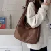 Women Hobo Simple PU Leather Solid Shoulder Bag 2023 Fashion Large Capacity Handbag For School WorkC241106_voghion.com