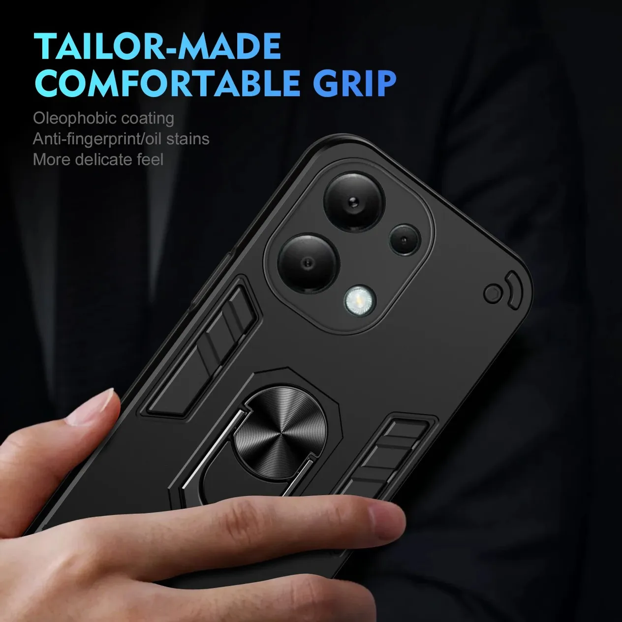 Coque arrière rigide antichoc avec anneau magnétique pour Xiaomi POCO M5S M4 Pro M6 4G_voghion.com