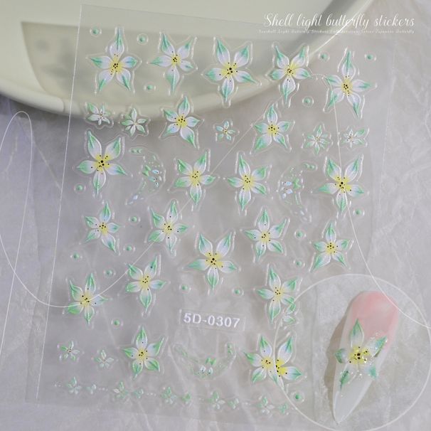 Meiyu New Release 6-Color Lily Embossed Nail Decals - Sweet Fresh 3D Lily Stickers For Girls_voghion.com