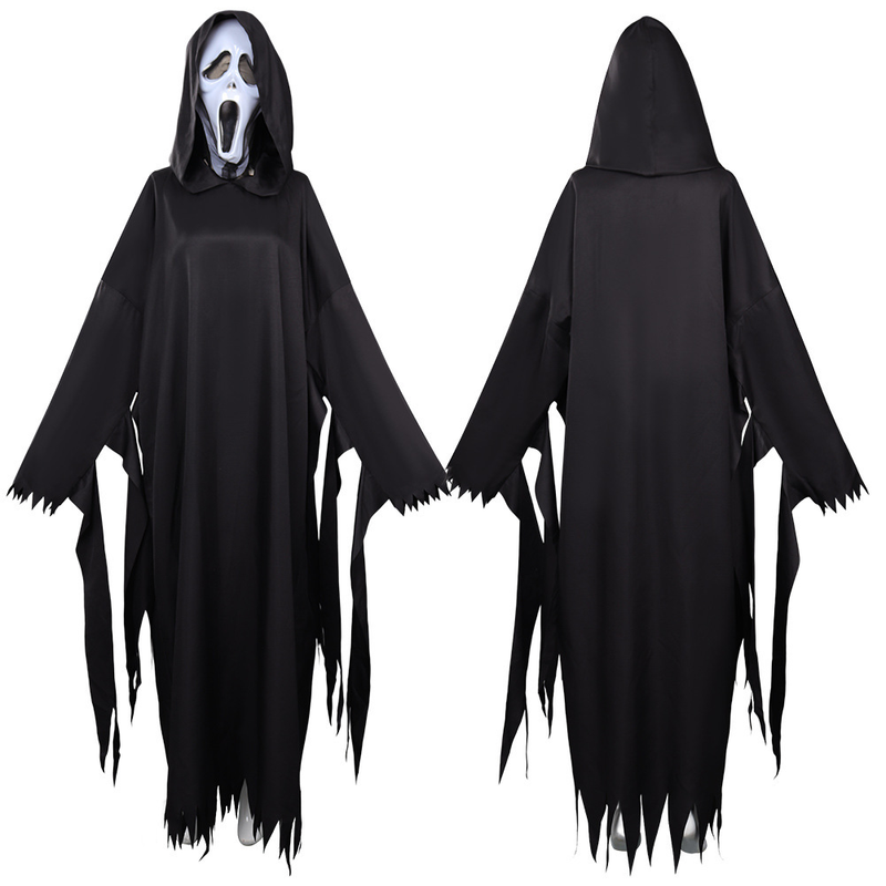 Halloween Ghostface Killer Umhang Maske Cos Kostüm Herren Horrorfilm Cosplay Anzug_voghion.com