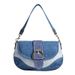 Denim Underarm Bag French Splicing Canvas Bag Shoulder Bag Handbag_voghion.com