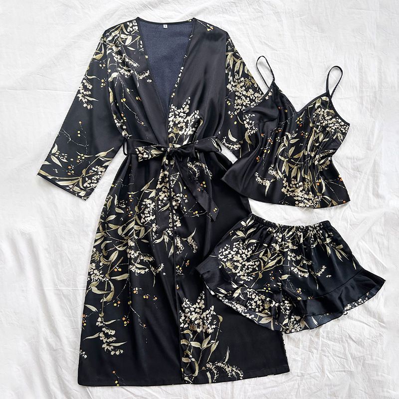 Dametøj Natkjole Damemode Casual Let Luksusstil Pyjamas Kvinders Forår og Sommer Tyndt trykt hjemmetøj Yderkåbe_voghion.com