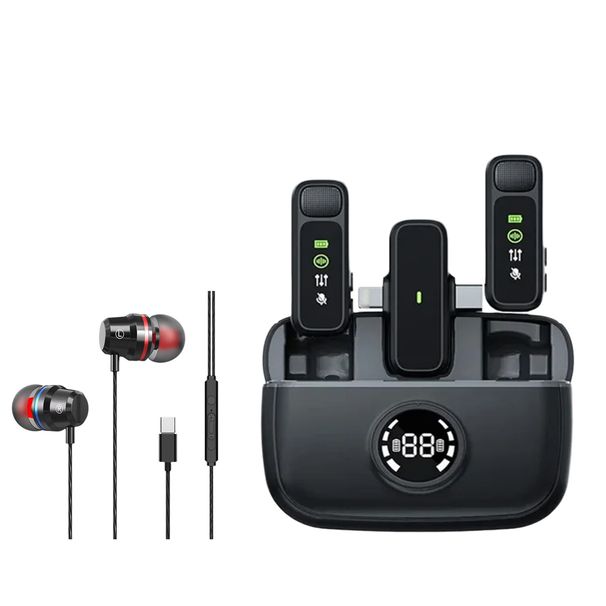 JOCEEY Lavalier for iPhone/Android Lighing/USB C(2 TX+2 RX+Charging Case), Mini Microphone with Noise Cancella_voghion.com