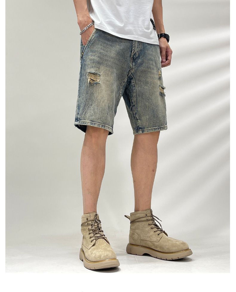 Men's Summer Distressed Denim Shorts - Lightweight 5-Inch Casual Shorts With Breathable Cotton Fabric & Relaxed Fit_voghion.com