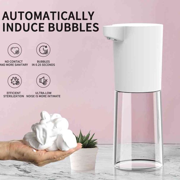 Dispenser di sapone liquido da 500 ml con sensore intelligente, dispenser per lavaggio a mano in ABS senza contatto per cucina, bagno, schiuma intelligente_voghion.com