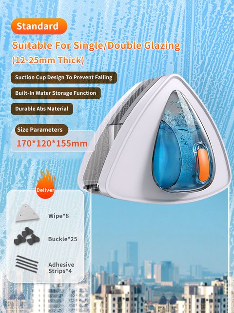 Magnetni čistilec oken Samodejni izpust vode Dvostranski brisalec stekel Magnetna krtača za okna Orodje za čiščenje doma_voghion.com
