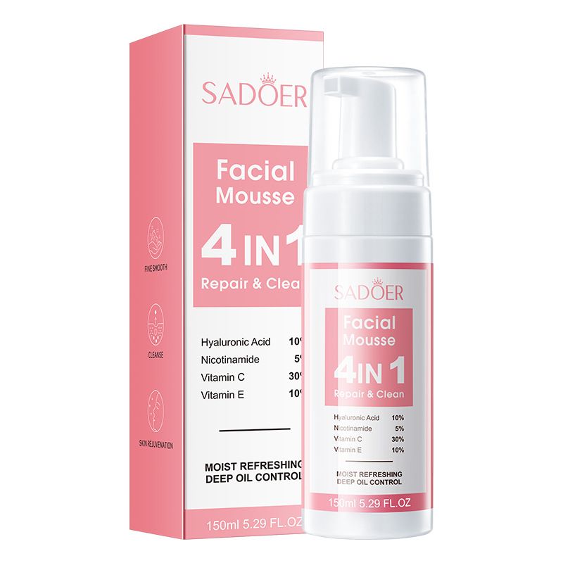 All English SADOER four in one multi effect mousse cleansing foam facial cleanser_voghion.com