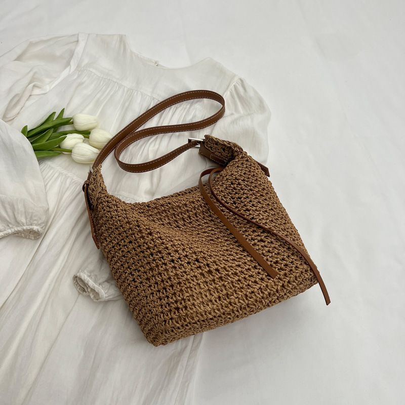 Bolsa balde oca de tecido fresco estilo floresta, bolsa casual versátil de um ombro para férias preguiçosas, adequada para estudantes, trabalhadores de colarinho branco, outd_voghion.com
