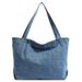 Denim Bag Women's Shoulder Bag Large Capacity Solid Color Washed Denim Bag Student Commuter Shoulder Bag Female Art Casual Handbag_voghion.com