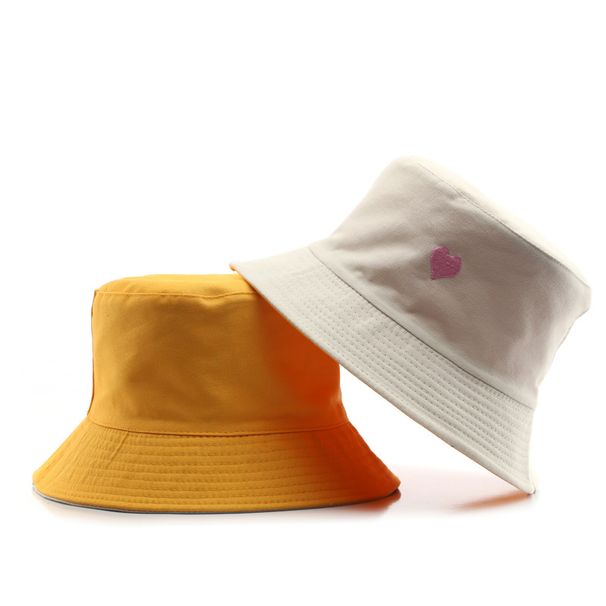 Outdoor sports leisure sun protection sun visor couple sun hat Korean Japanese style fashion love embroidery double-sided fisherman hat_voghion.com
